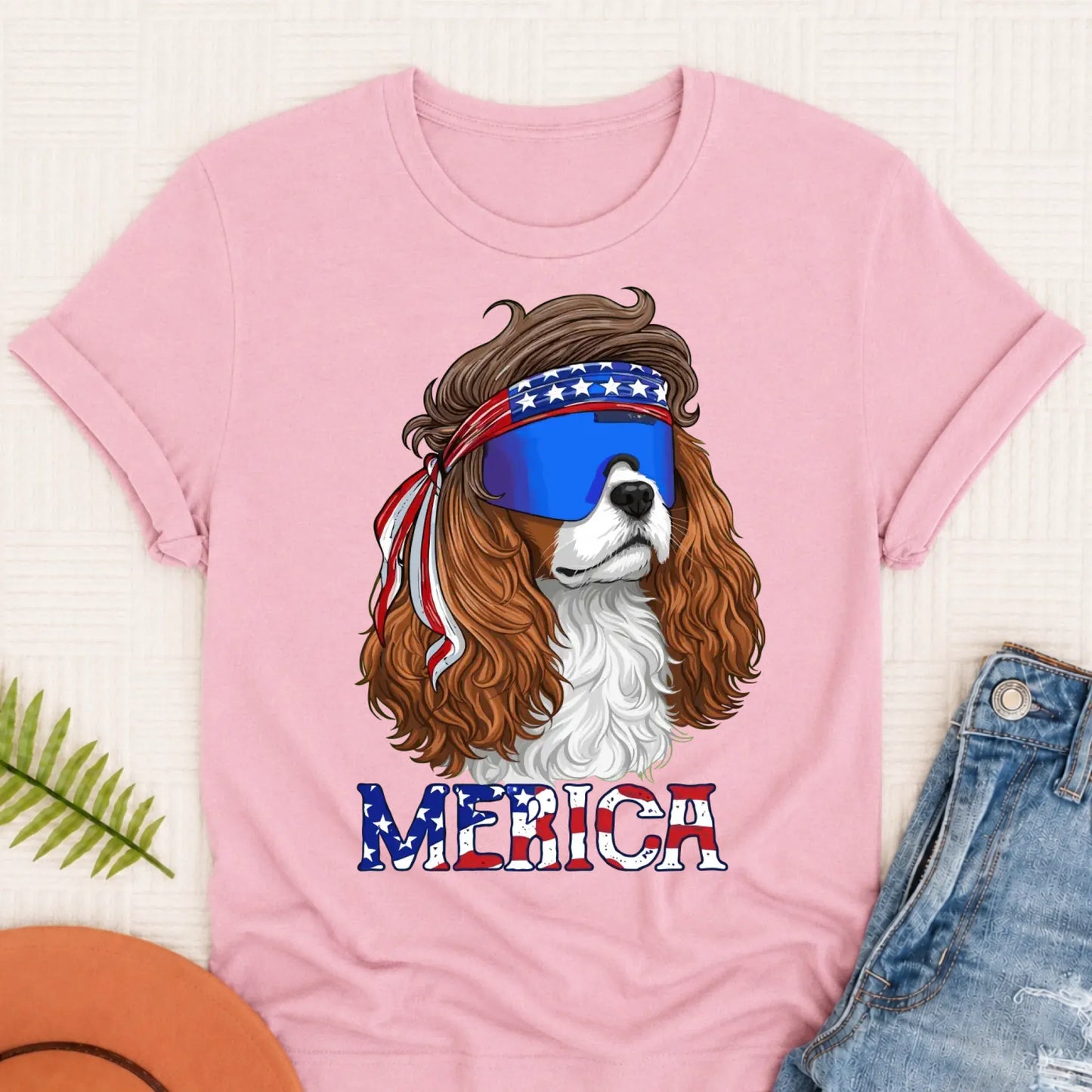 Custom Cavalier Funny Merica USA Unisex Tshirt Blossom