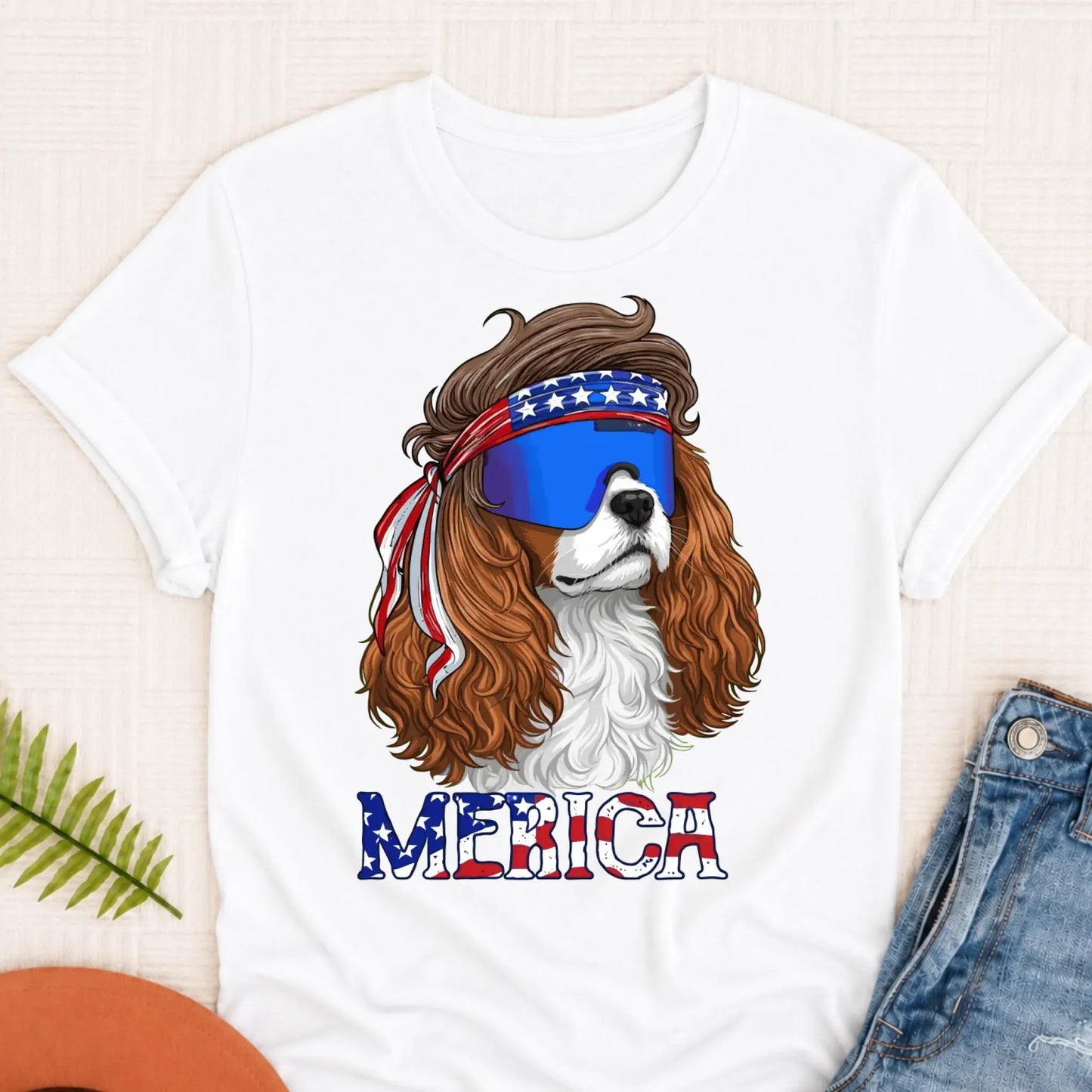 Custom Cavalier Funny Merica USA Unisex Tshirt White