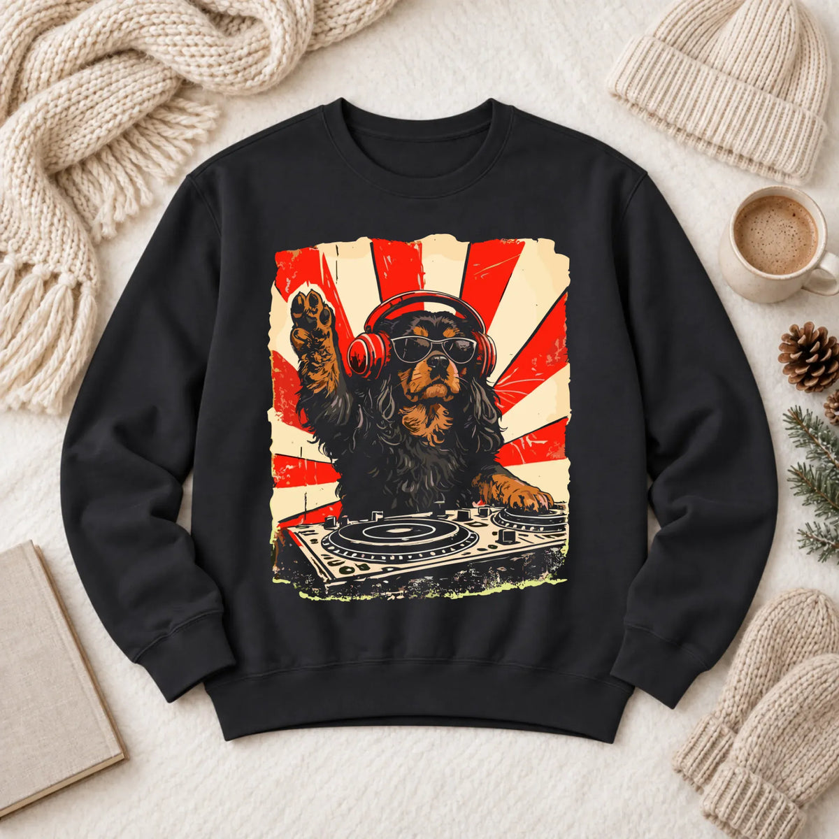 Custom Cavalier Funny Music DJ Unisex Sweatshirt Black