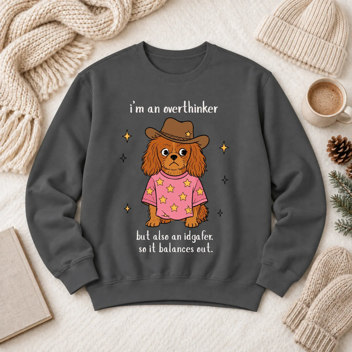 Custom Cavalier Funny Overthinker Unisex Sweatshirt Pepper