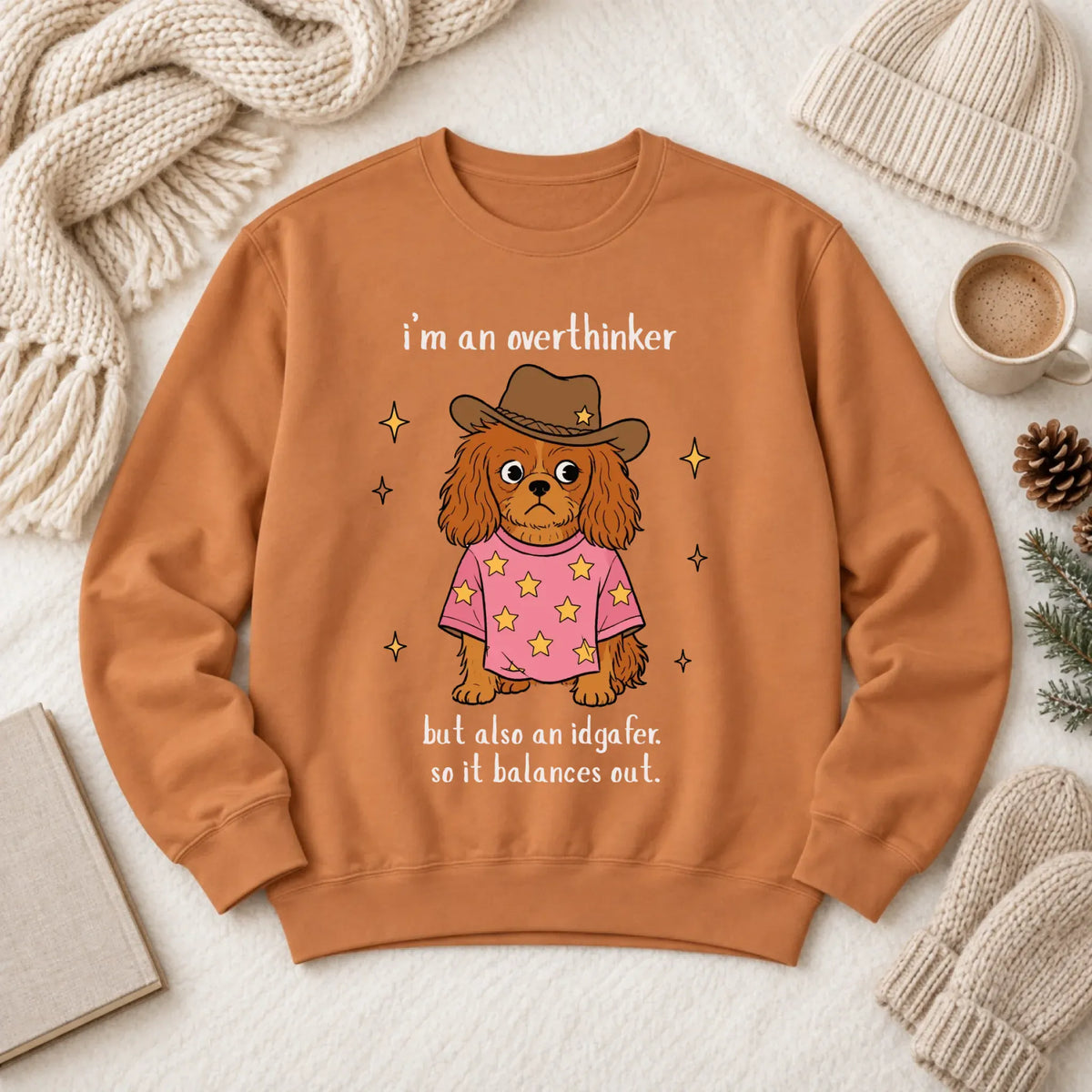 Custom Cavalier Funny Overthinker Unisex Sweatshirt Yam