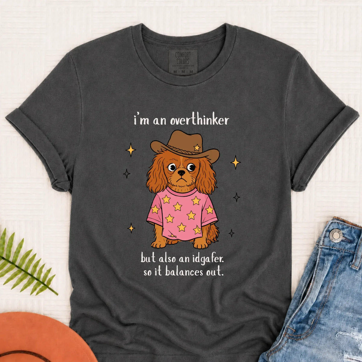 Custom Cavalier Funny Overthinker Unisex TShirt Pepper
