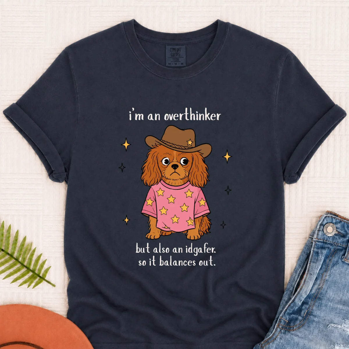 Custom Cavalier Funny Overthinker Unisex TShirt Navy