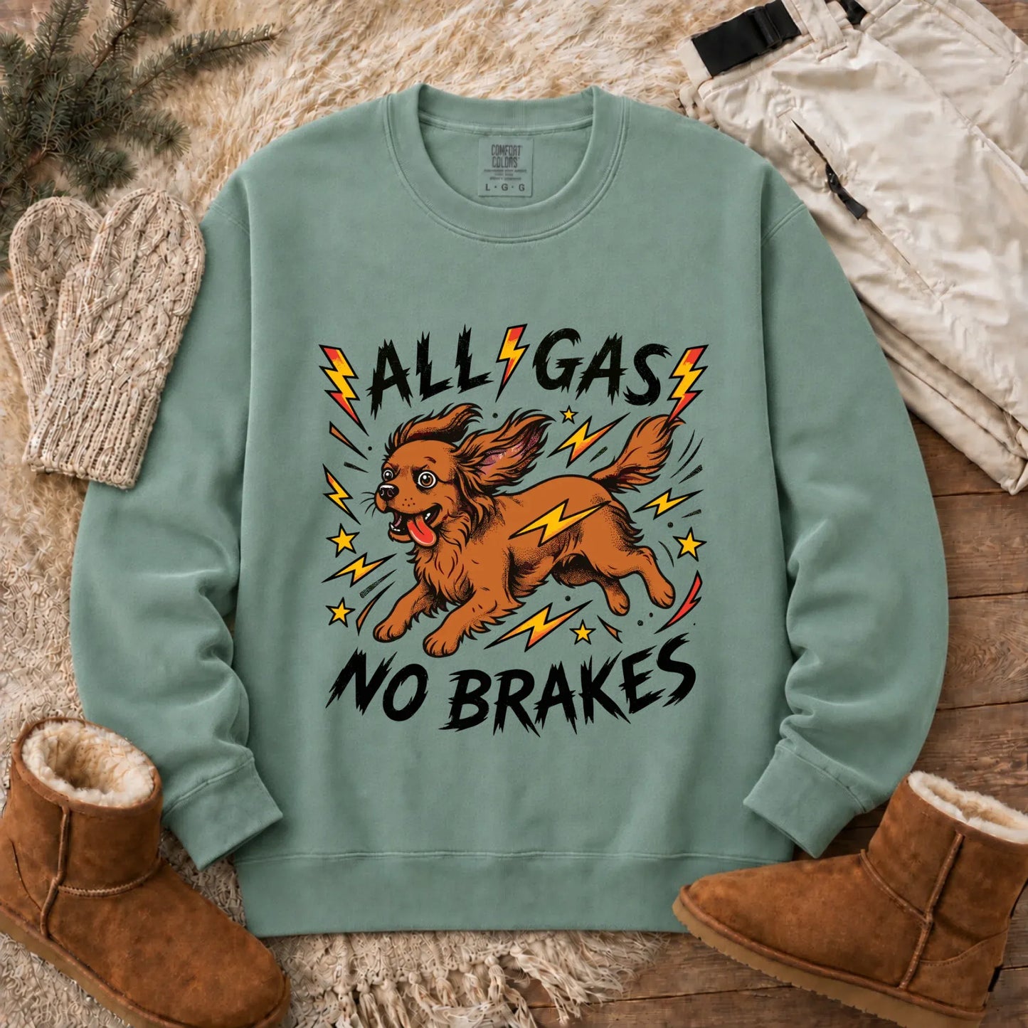 Custom Cavalier Funny Zoomies Unisex Sweatshirt Light Green