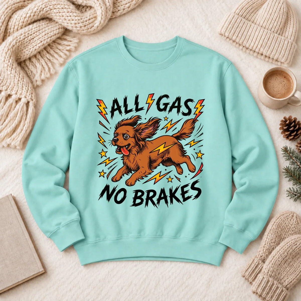 Custom Cavalier Funny Zoomies Unisex Sweatshirt 1466 LW Sweatshirt Light Chalky Mint