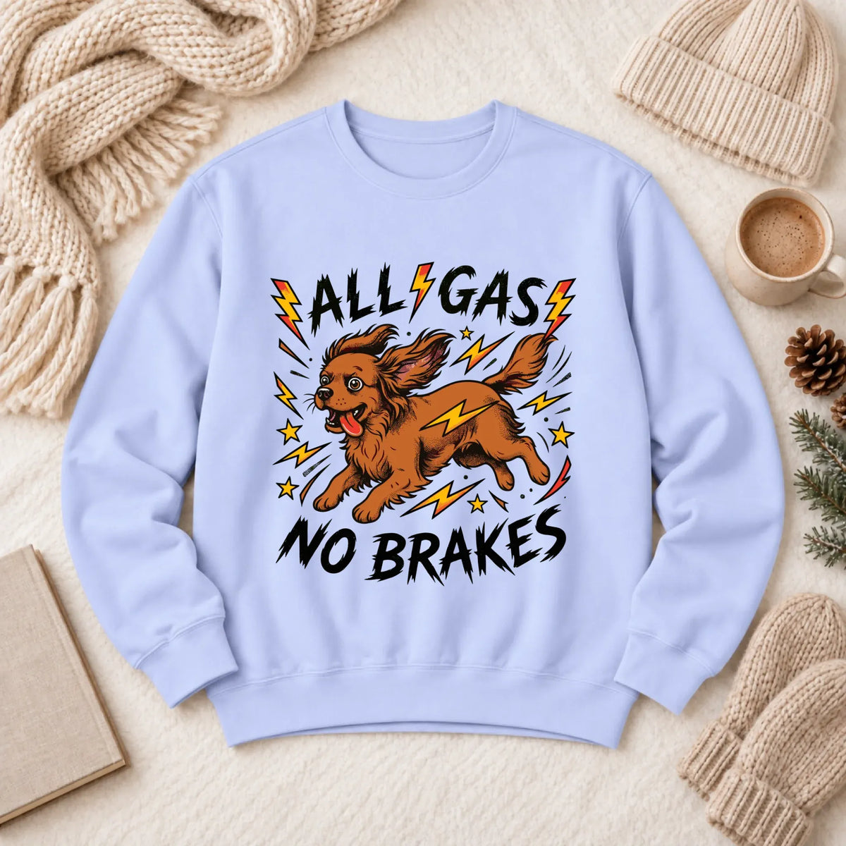 Custom Cavalier Funny Zoomies Unisex Sweatshirt 1466 LW Sweatshirt Light Hydrangea