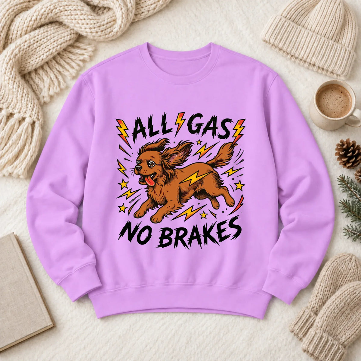 Custom Cavalier Funny Zoomies Unisex Sweatshirt 1466 LW Sweatshirt Light Neon Violet