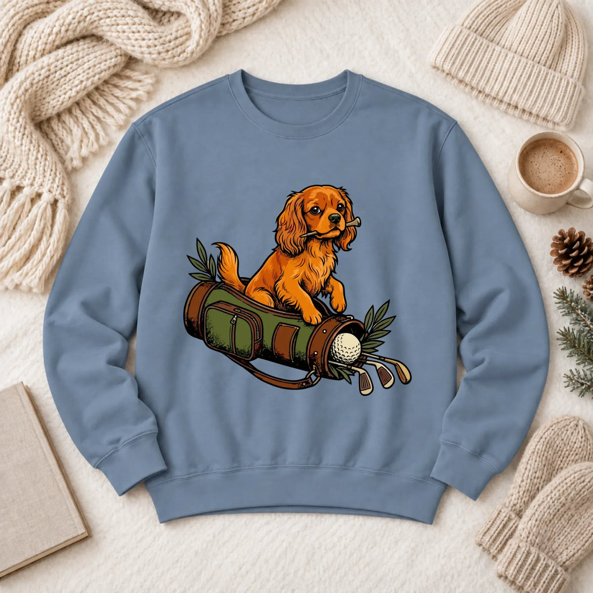 Custom Cavalier Golf Bag Golfer Unisex Sweatshirt Blue Jean