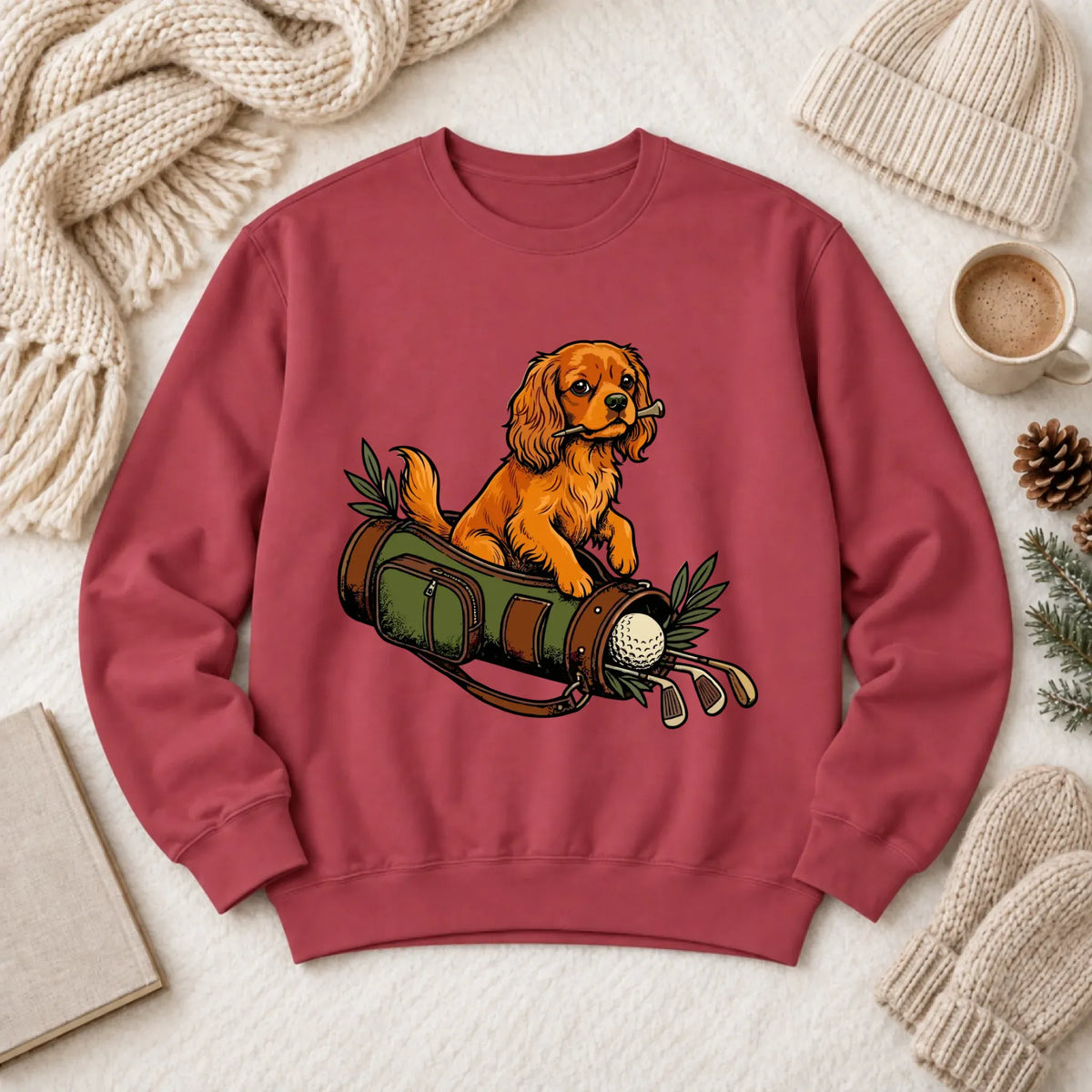 Custom Cavalier Golf Bag Golfer Unisex Sweatshirt Crimson