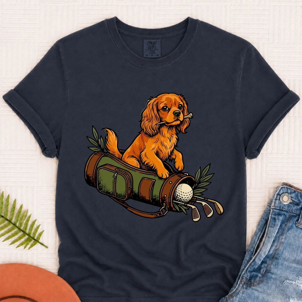 Custom Cavalier Golf Bag Golfer Unisex Tshirt Navy