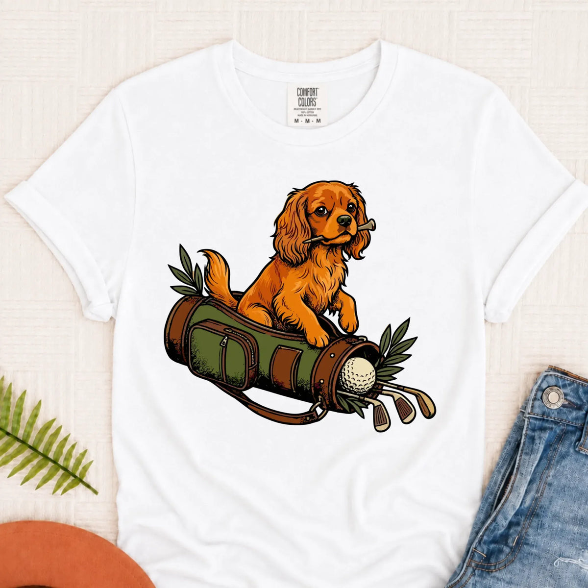 Custom Cavalier Golf Bag Golfer Unisex Tshirt White