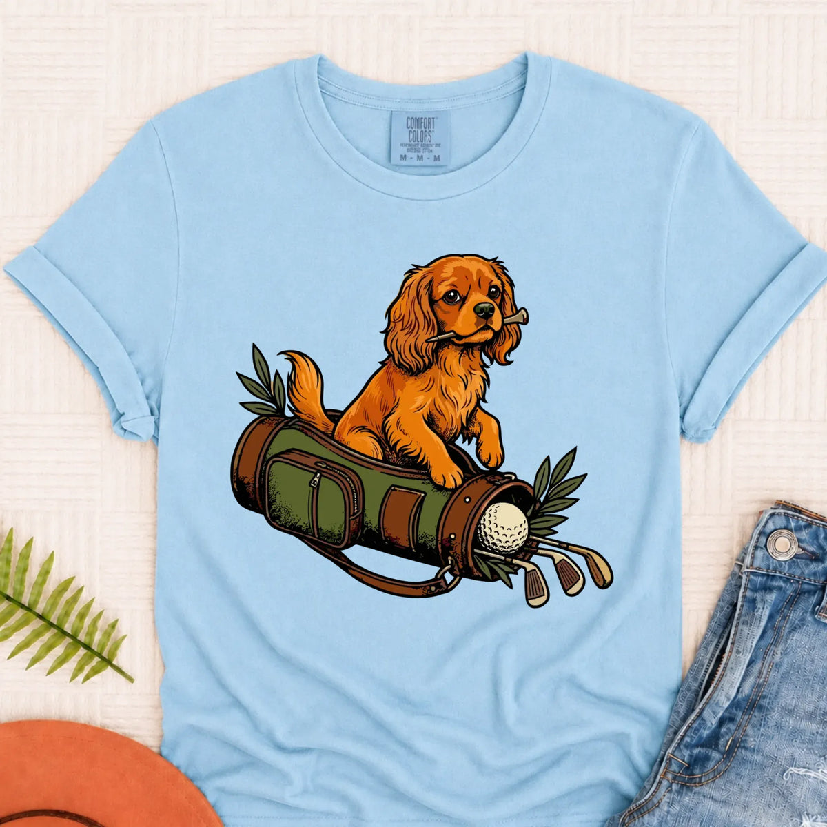 Custom Cavalier Golf Bag Golfer Unisex Tshirt Chambray