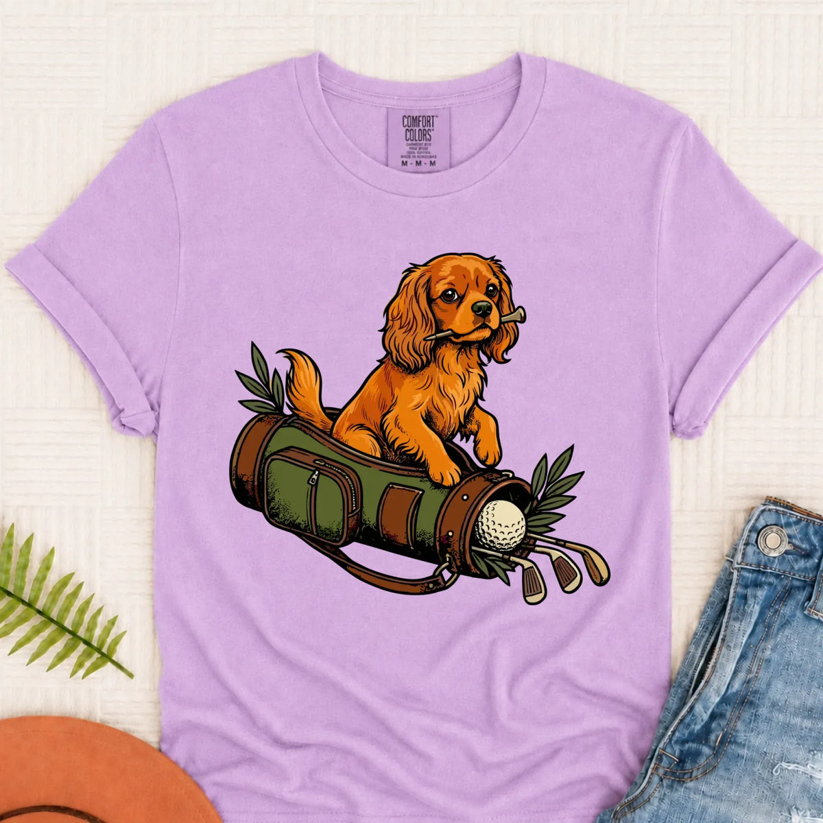 Custom Cavalier Golf Bag Golfer Unisex Tshirt Orchid