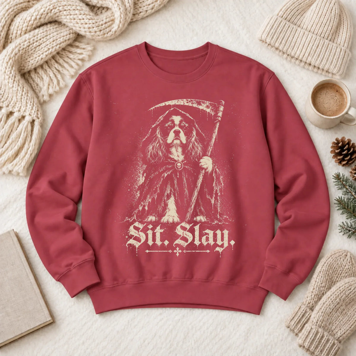Custom Cavalier Grim Reaper Halloween Unisex Sweatshirt Crimson