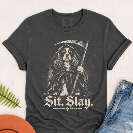 Custom Cavalier Grim Reaper Halloween Unisex TShirt Pepper