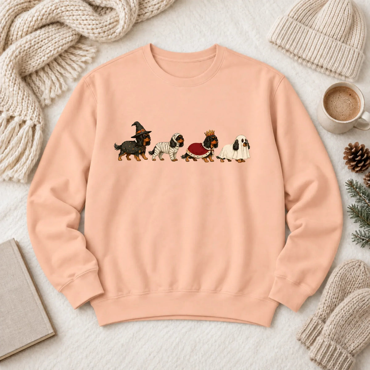 Custom Cavalier Halloween Costumes Unisex Sweatshirt Peachy