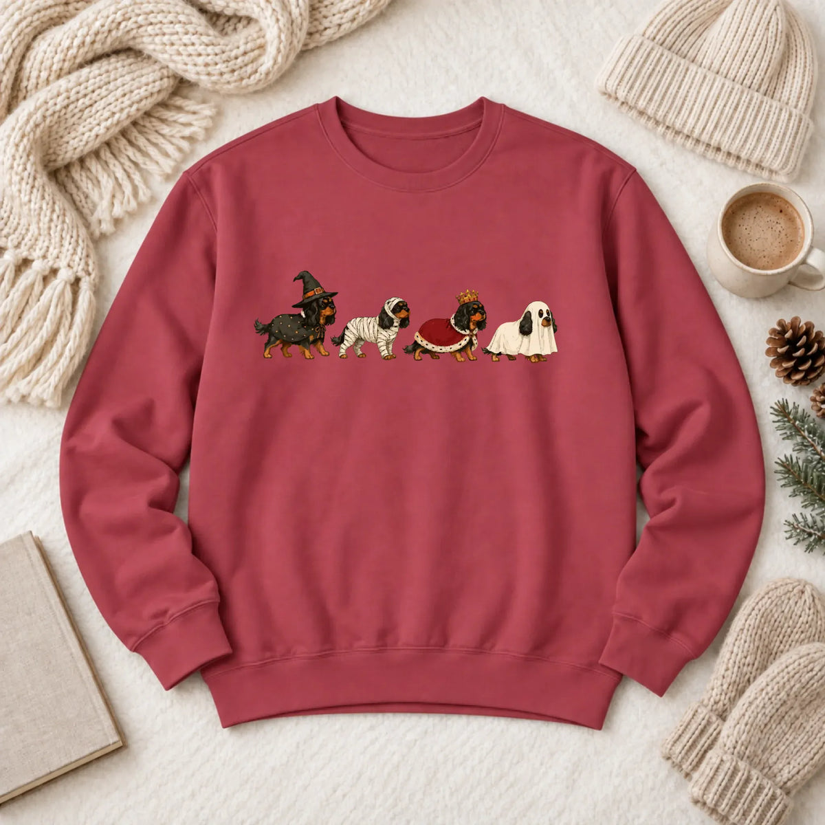 Custom Cavalier Halloween Costumes Unisex Sweatshirt Crimson