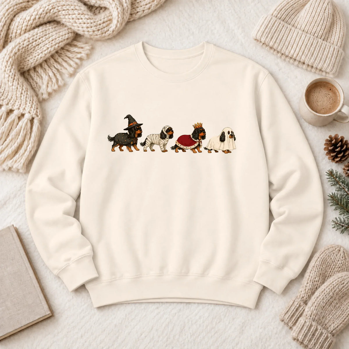 Custom Cavalier Halloween Costumes Unisex Sweatshirt Ivory