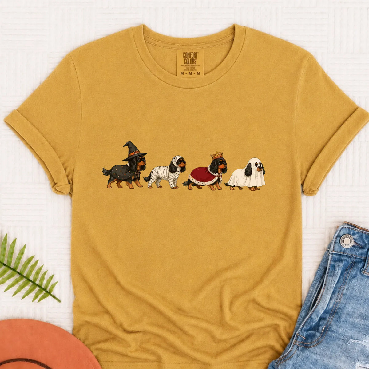Custom Cavalier Halloween Costumes Unisex Tshirt Mustard