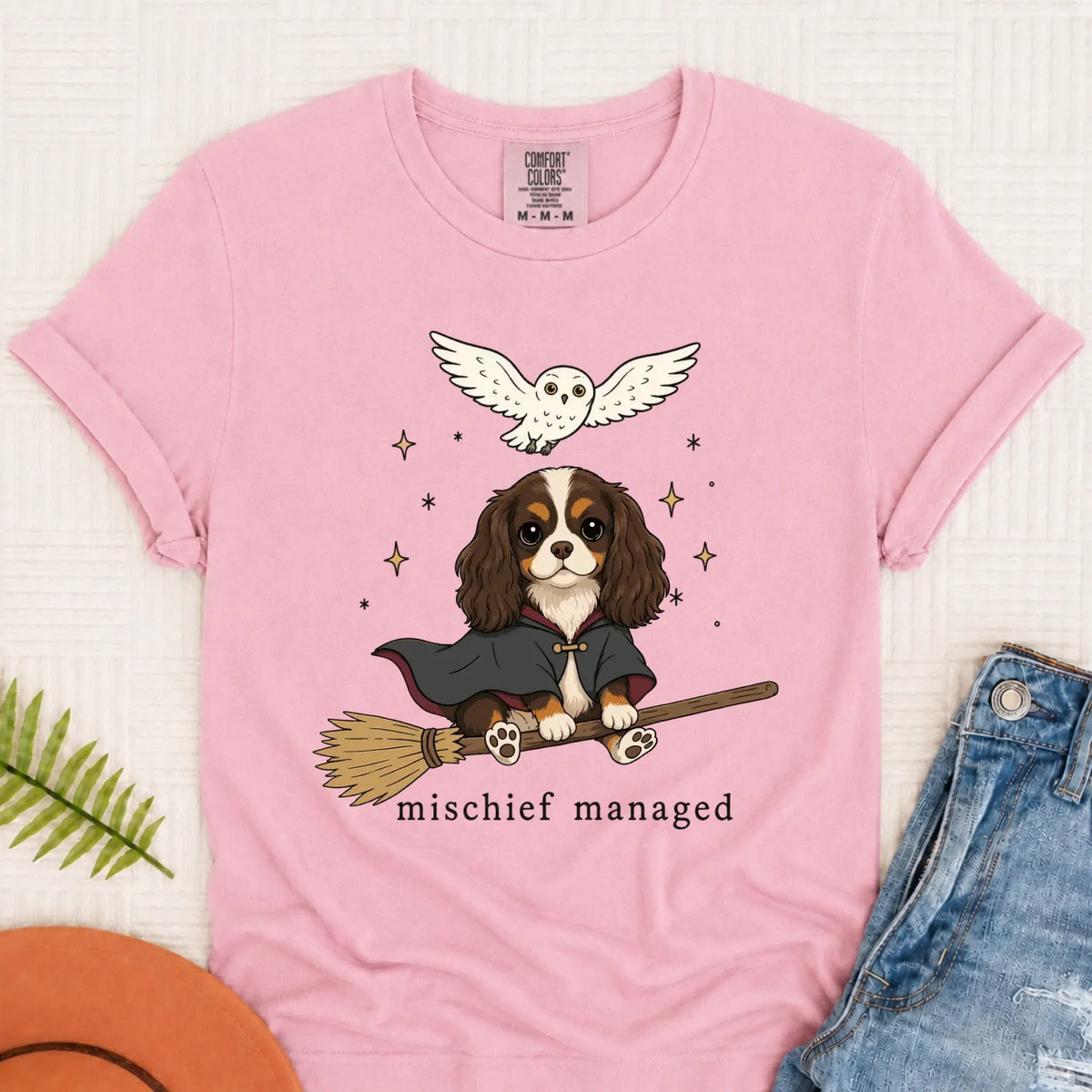 Custom Cavalier Halloween Mischief Managed Unisex TShirt Blossom