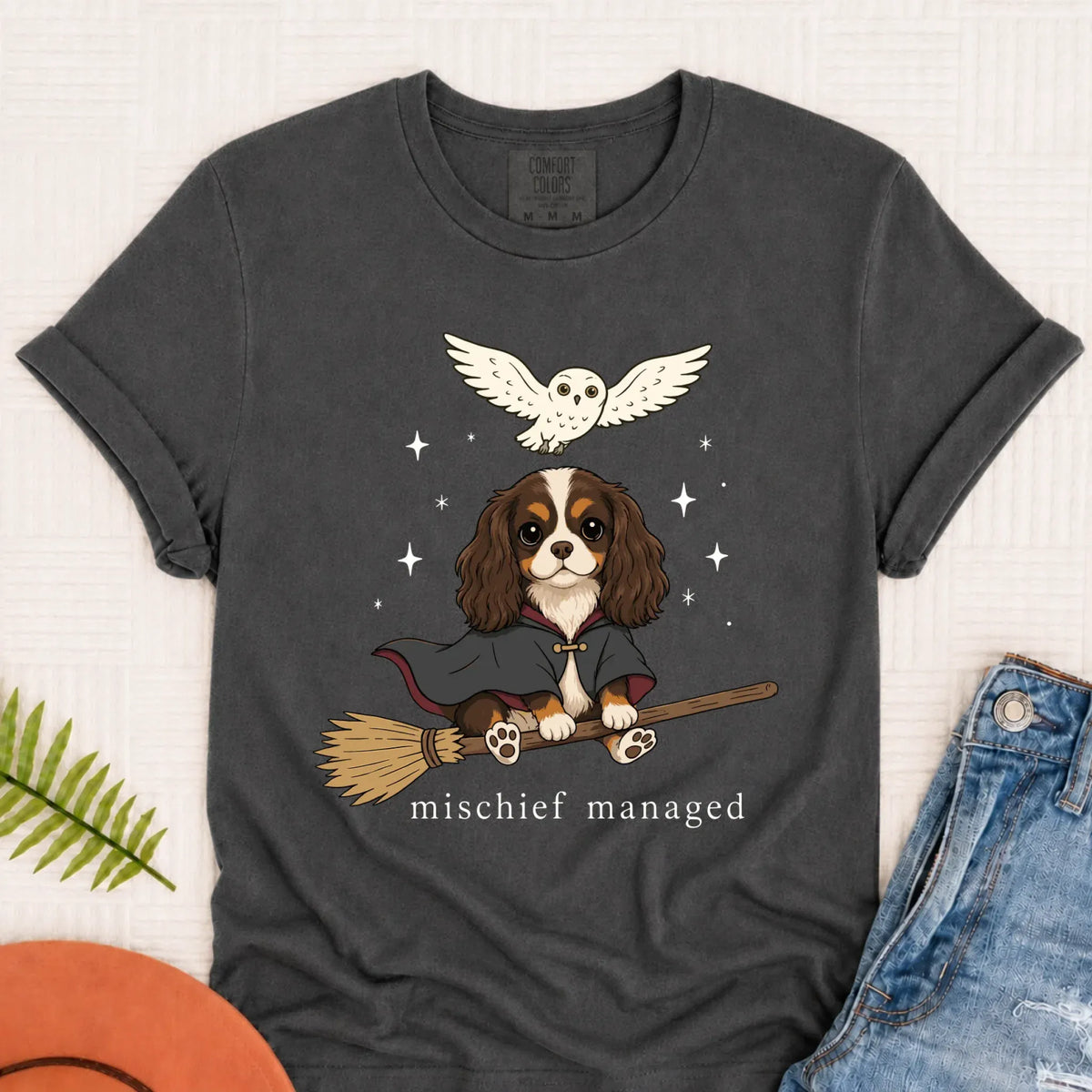 Custom Cavalier Halloween Mischief Managed Unisex TShirt Pepper