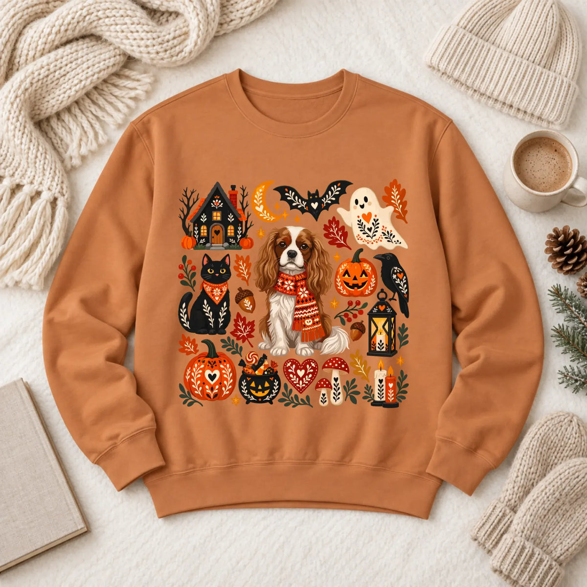 Custom Cavalier Halloween Scandinavian Unisex Sweatshirt Yam