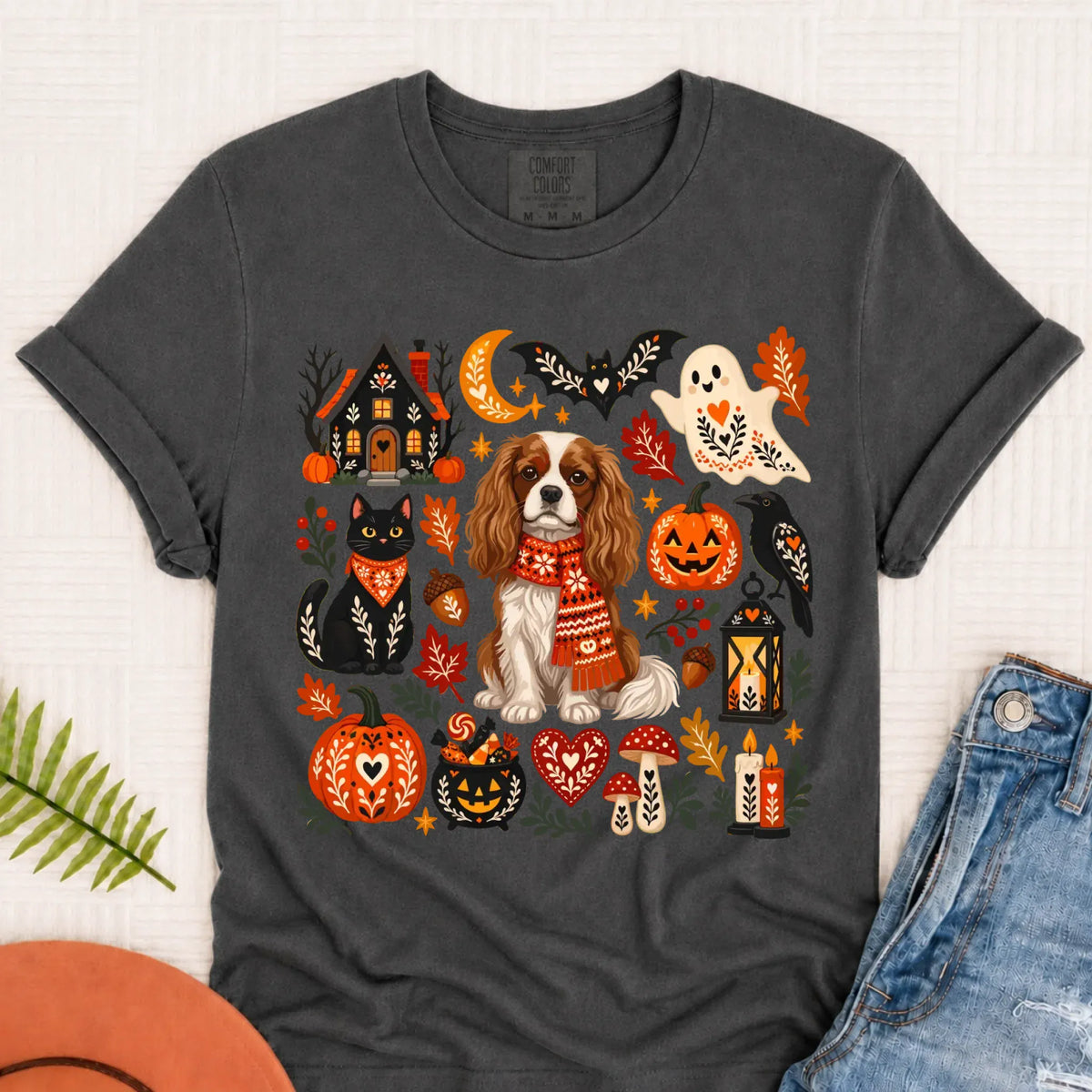 Custom Cavalier Halloween Scandinavian Unisex TShirt Pepper