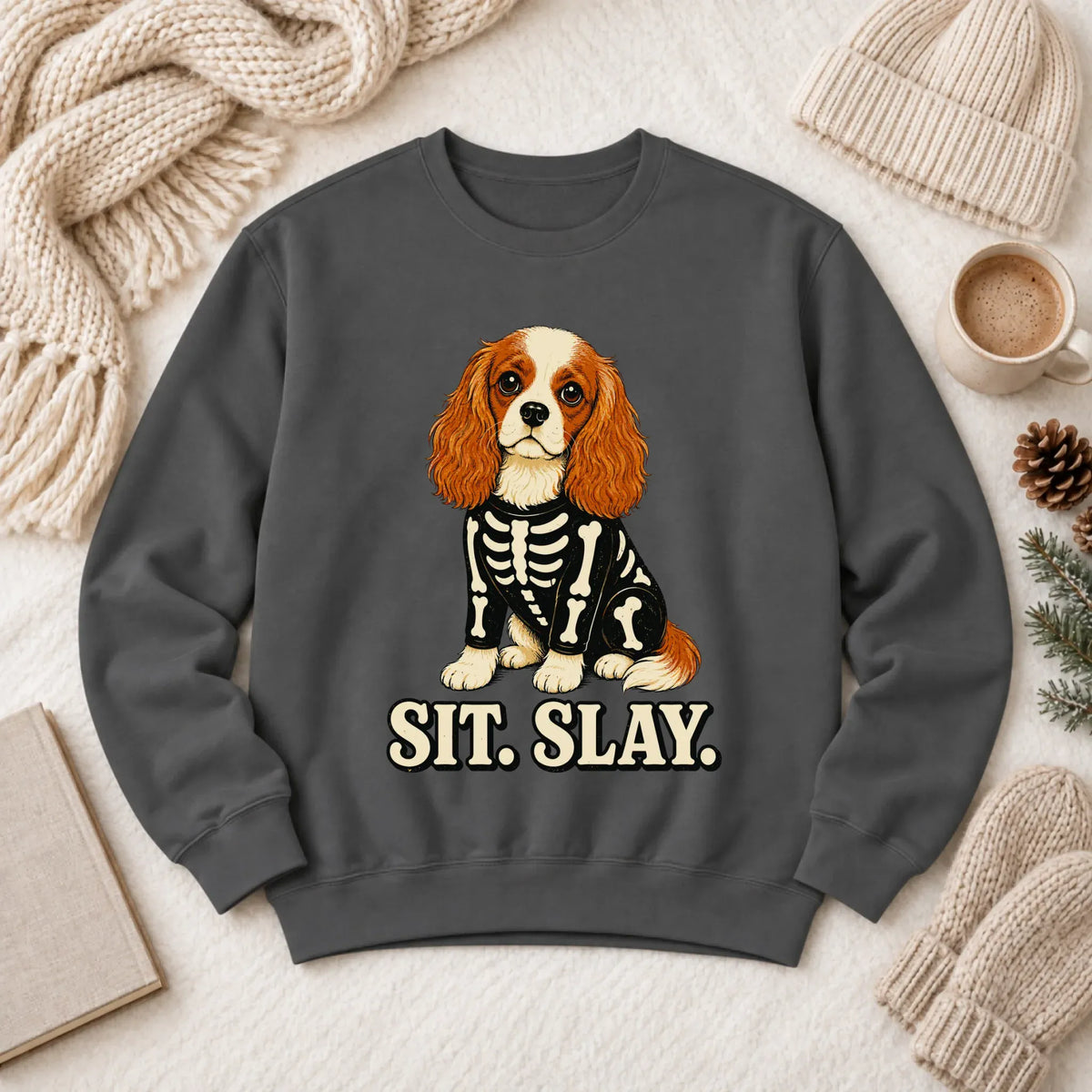 Custom Cavalier Halloween Skeleton Unisex Sweatshirt Pepper