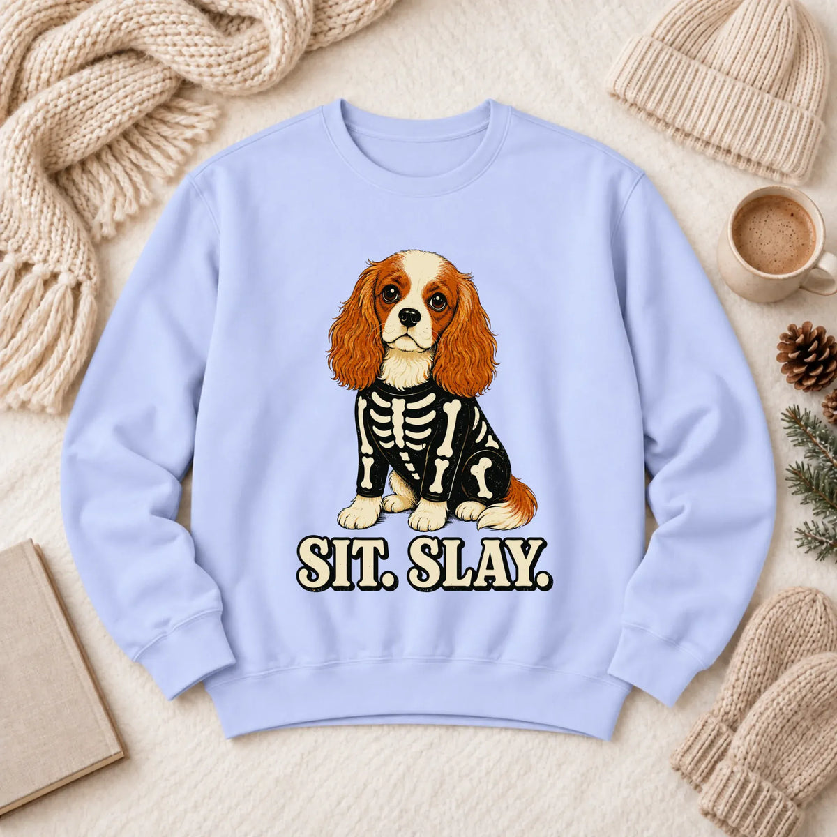 Custom Cavalier Halloween Skeleton Unisex Sweatshirt Hydrangea