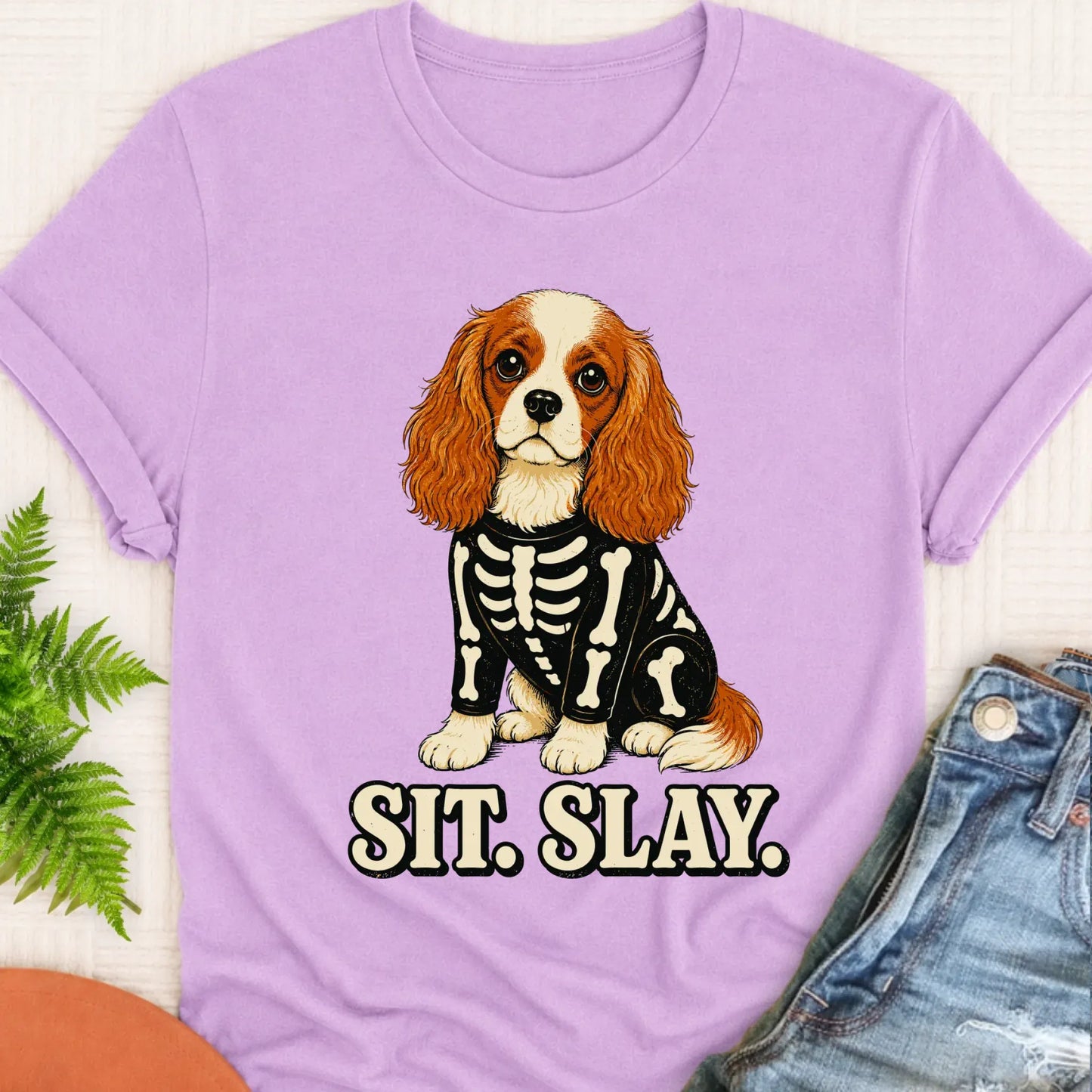 T-Shirt Orchid / S Custom Cavalier Halloween Skeleton Unisex TShirt