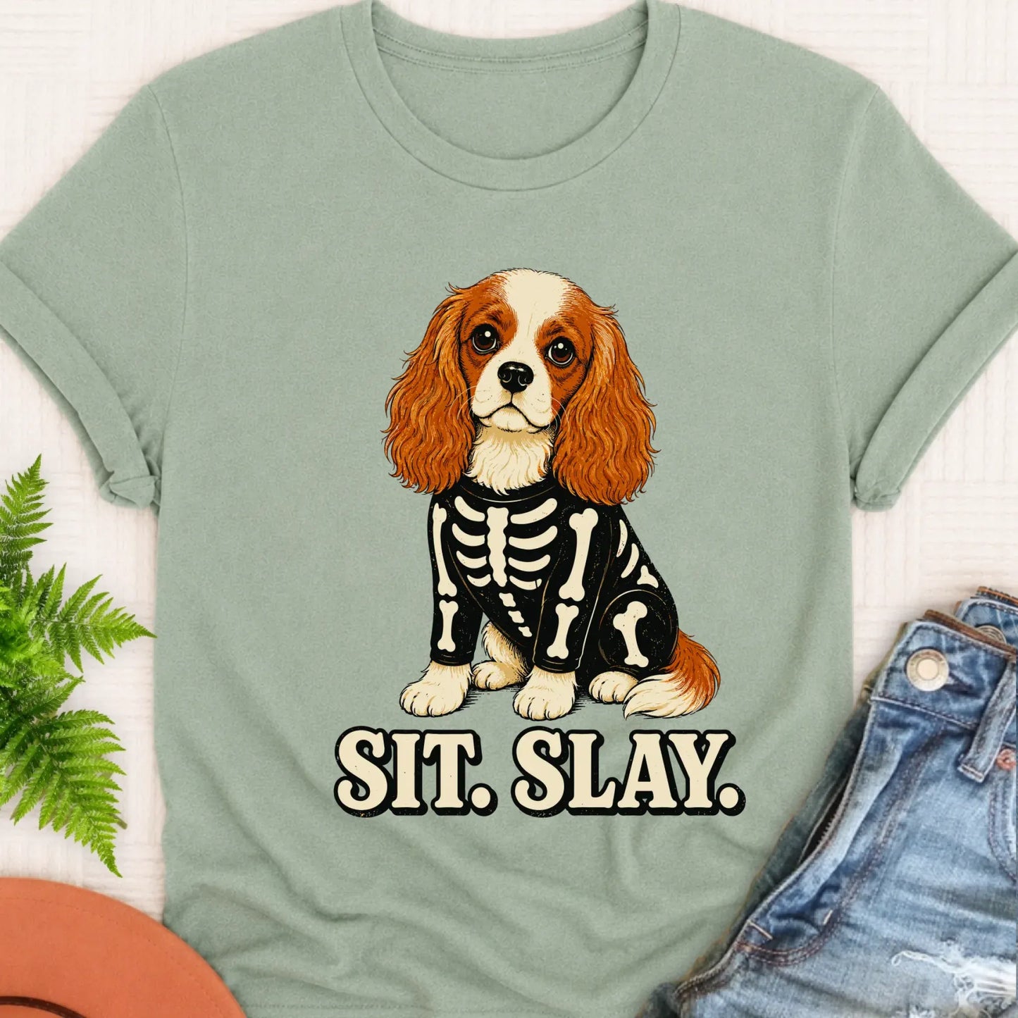 T-Shirt Bay / S Custom Cavalier Halloween Skeleton Unisex TShirt