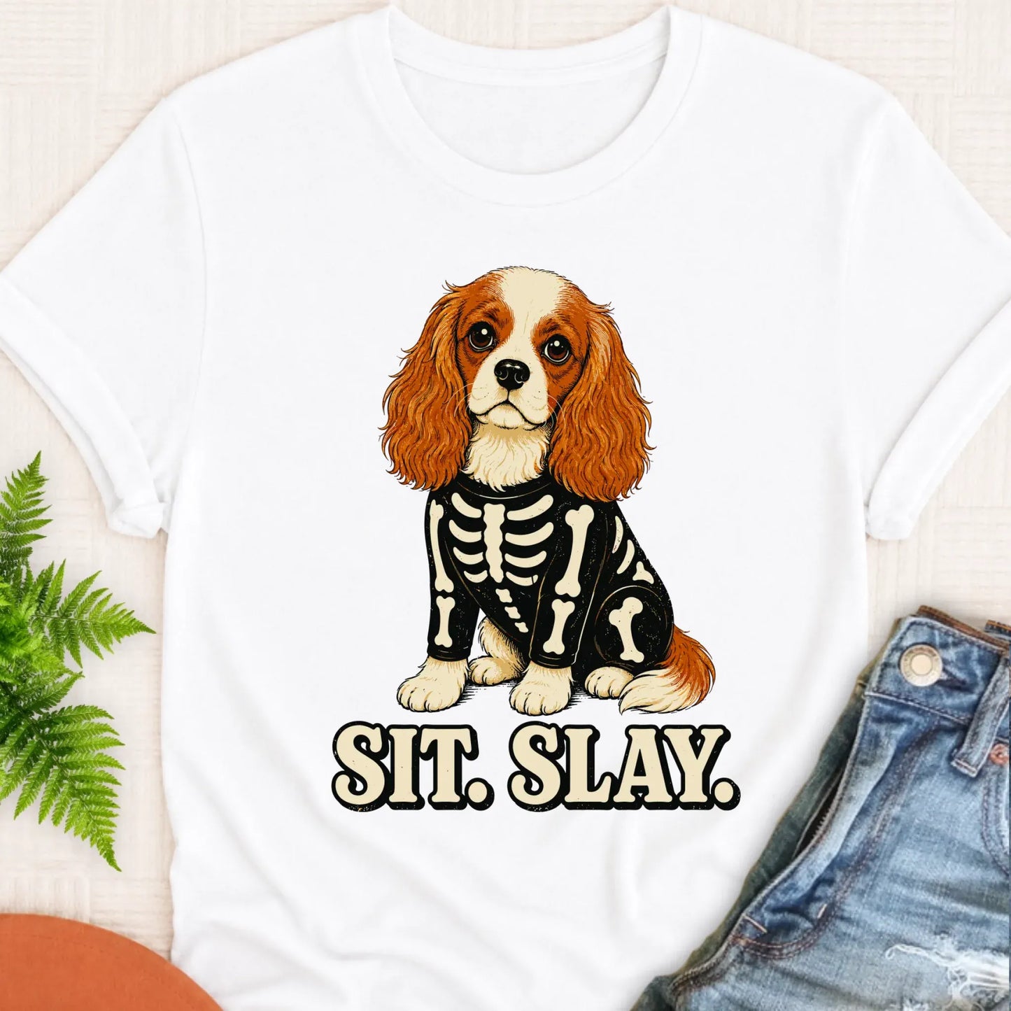 T-Shirt White / S Custom Cavalier Halloween Skeleton Unisex TShirt