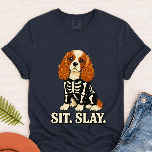 Custom Cavalier Halloween Skeleton Unisex TShirt Blue Jean 3XL