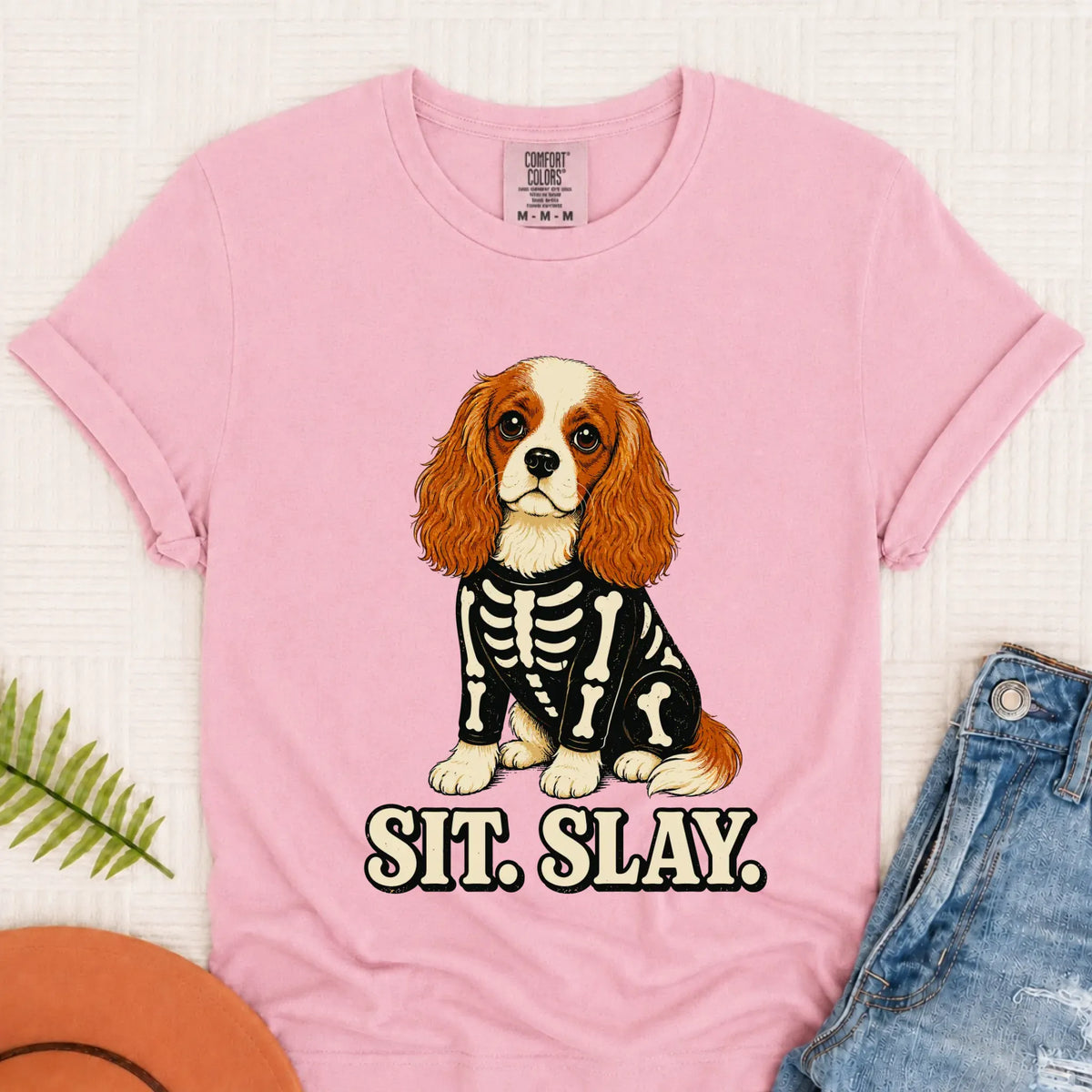 Custom Cavalier Halloween Skeleton Unisex TShirt Blossom