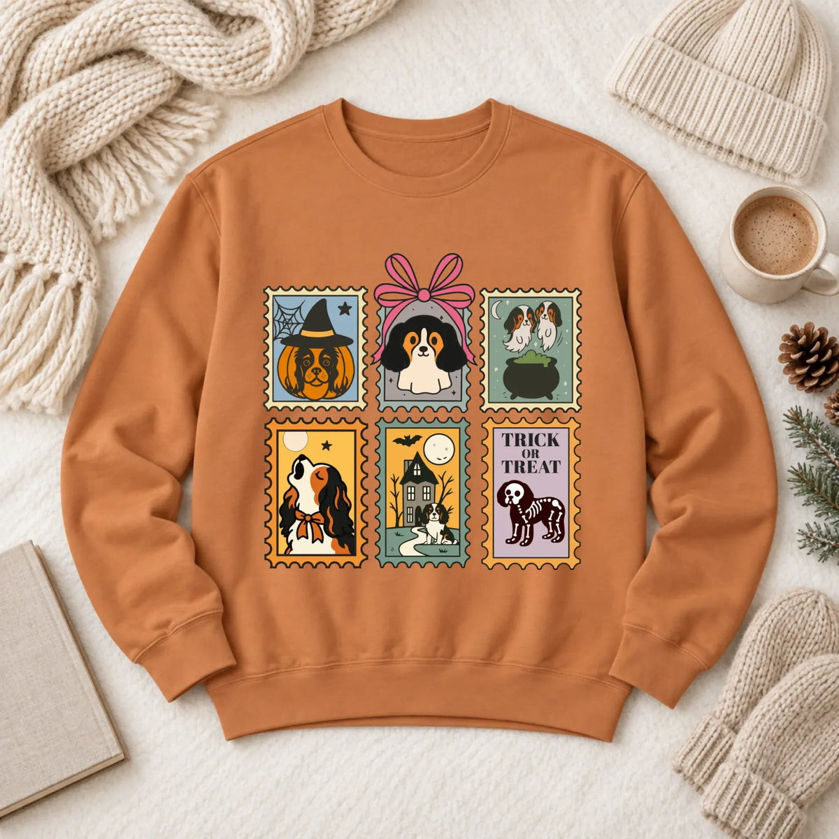 Custom Cavalier Halloween Stamps Unisex Sweatshirt Yam