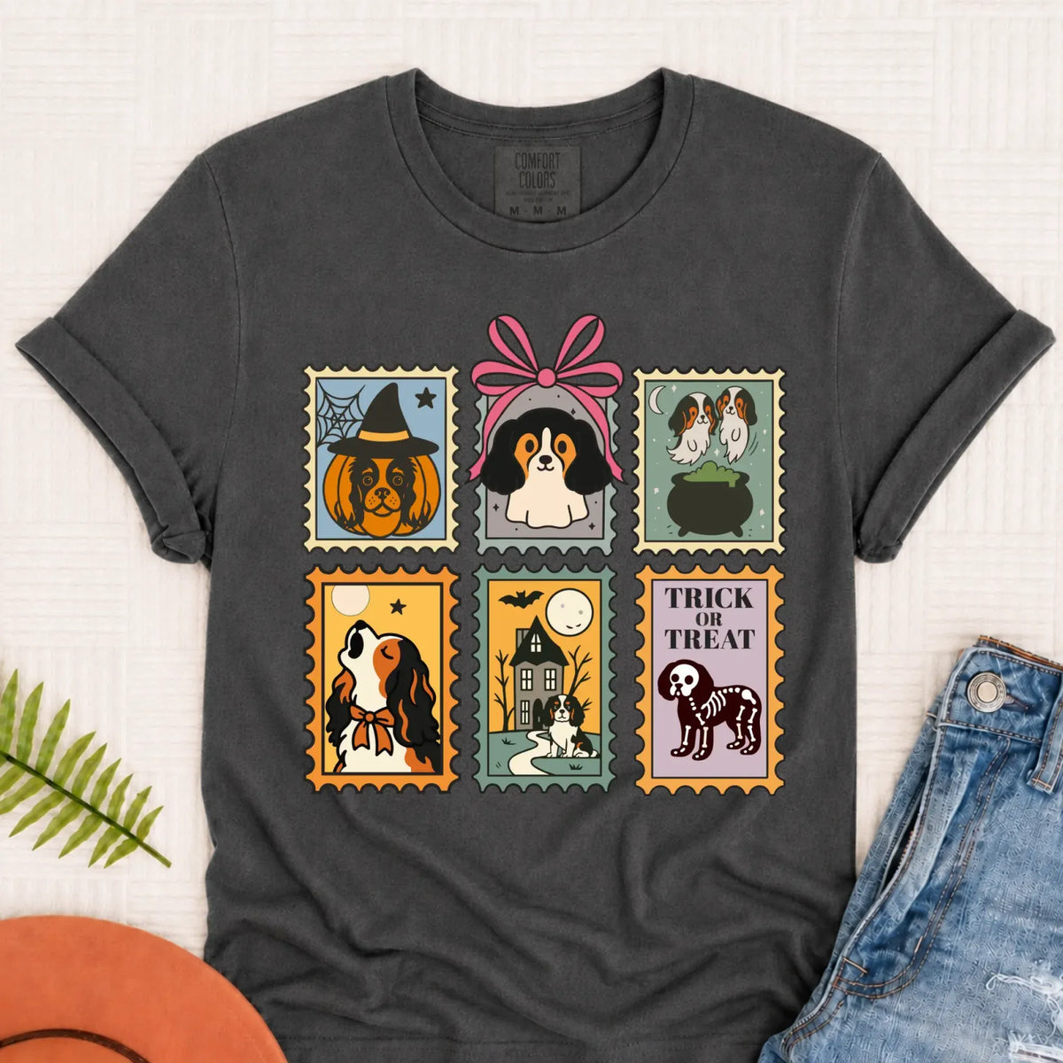 Custom Cavalier Halloween Stamps Unisex TShirt Pepper