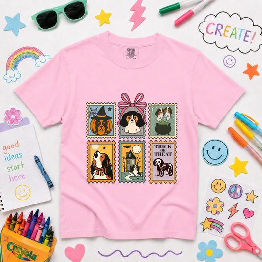 Youth Tshirt Blossom / XS Custom Cavalier Halloween Stamps Unisex YOUTH TShirt
