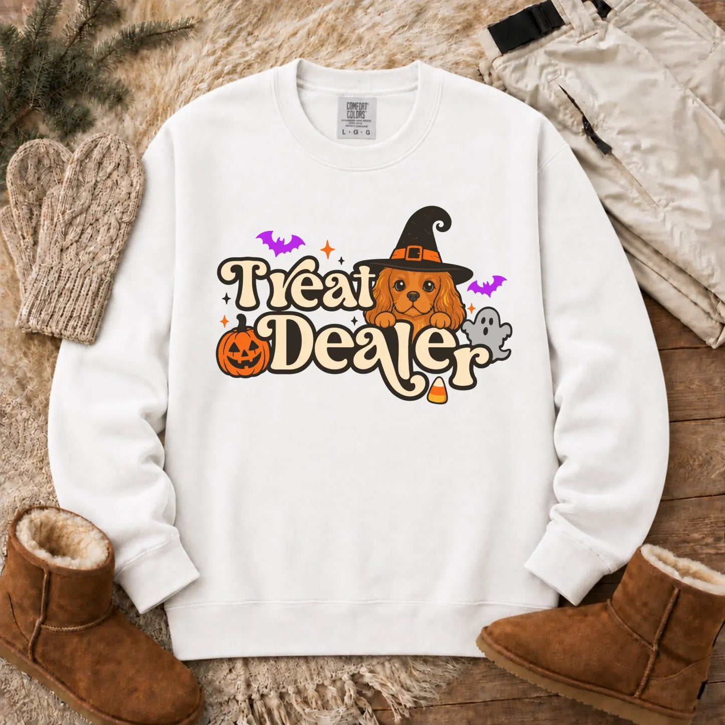 Custom Cavalier Halloween Treat Dealer Unisex Sweatshirt White