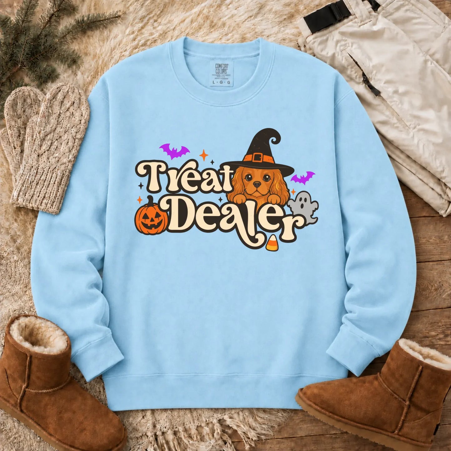 Custom Cavalier Halloween Treat Dealer Unisex Sweatshirt Chambray