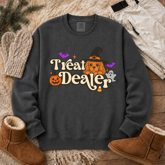 Custom Cavalier Halloween Treat Dealer Unisex Sweatshirt Pepper