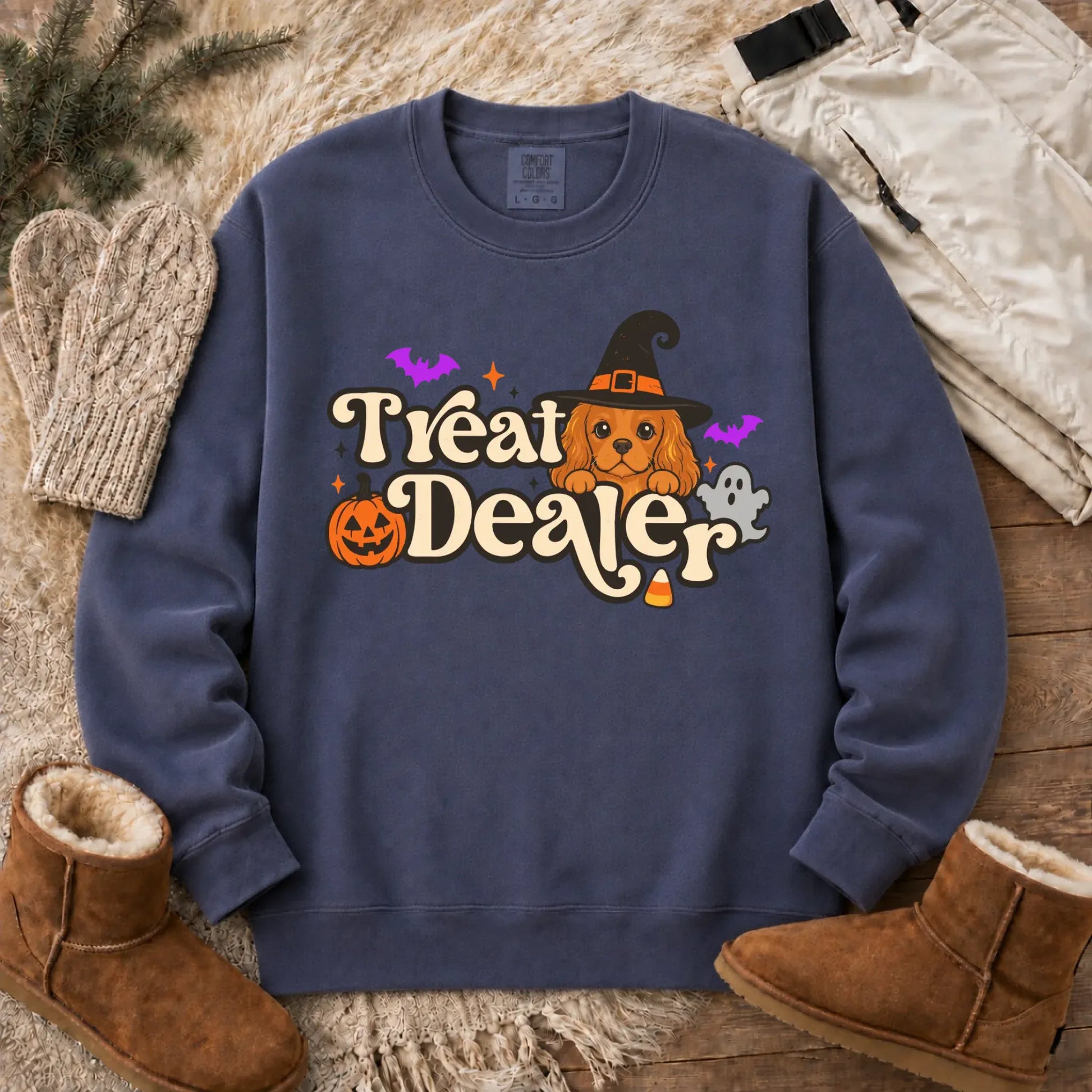 Custom Cavalier Halloween Treat Dealer Unisex Sweatshirt Denim