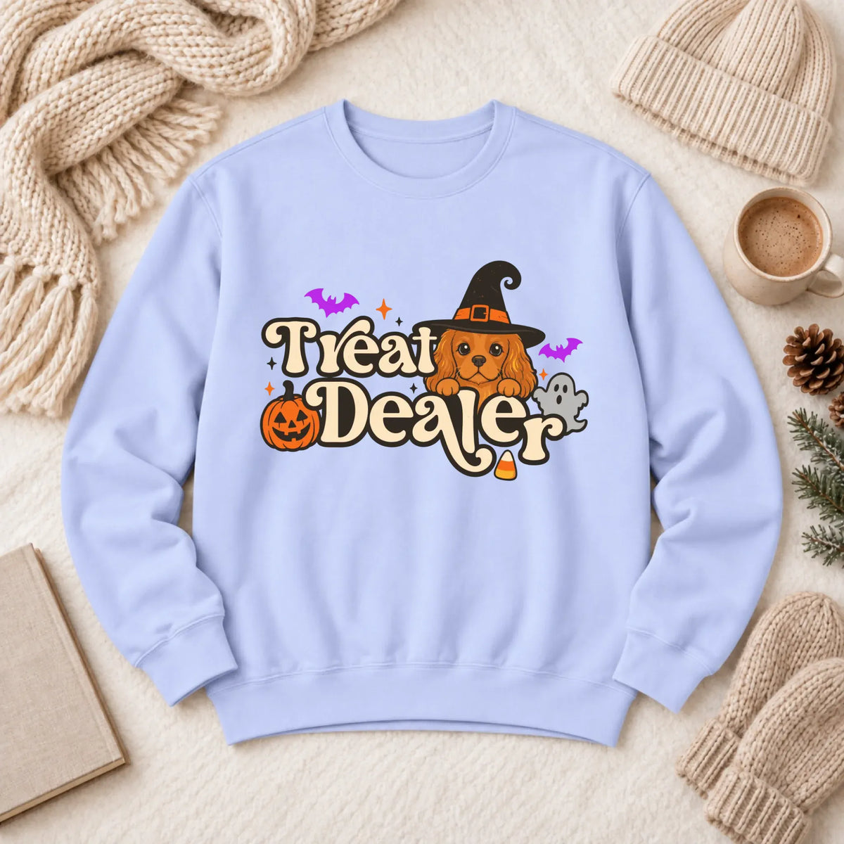 Custom Cavalier Halloween Treat Dealer Unisex Sweatshirt Hydrangea