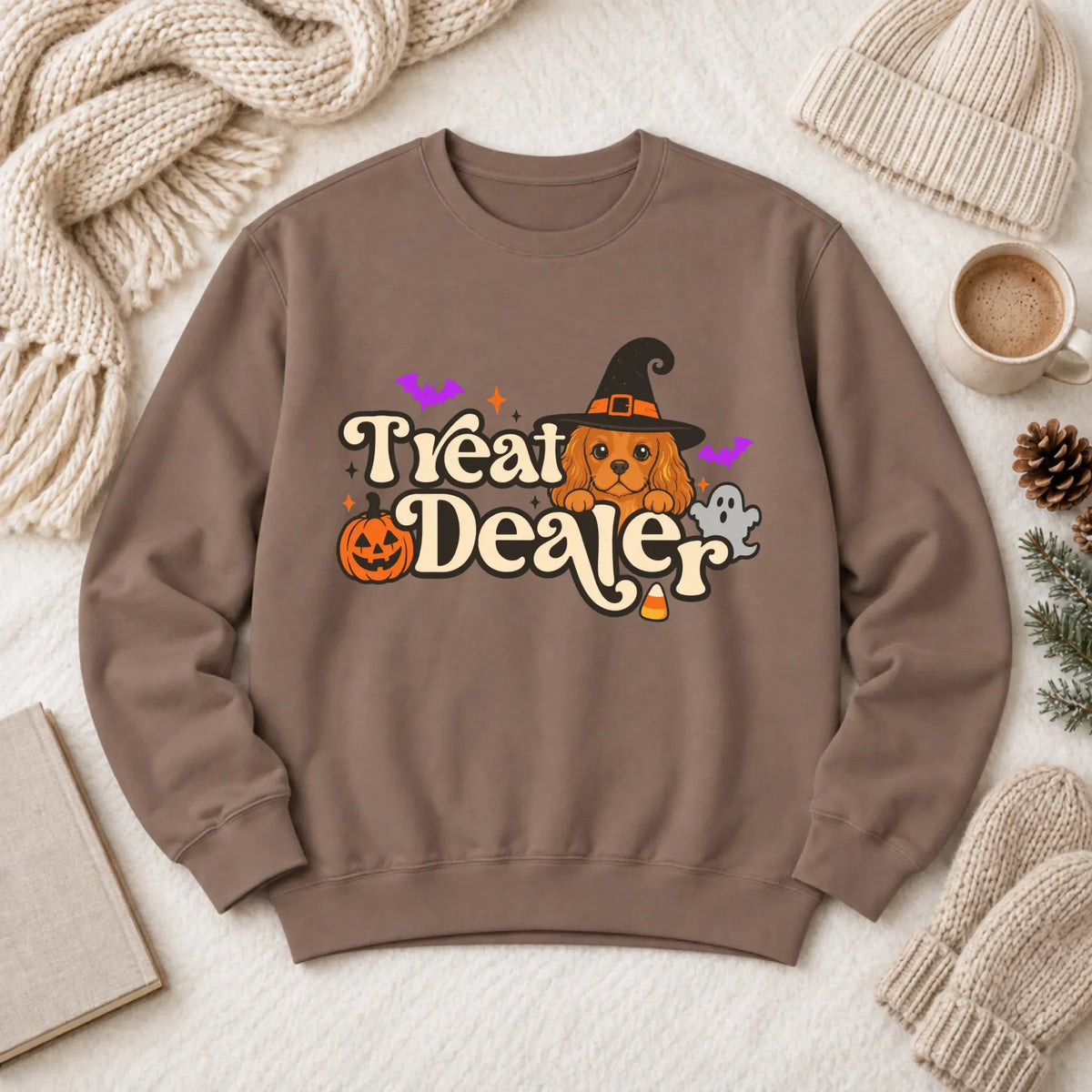 Custom Cavalier Halloween Treat Dealer Unisex Sweatshirt Espresso