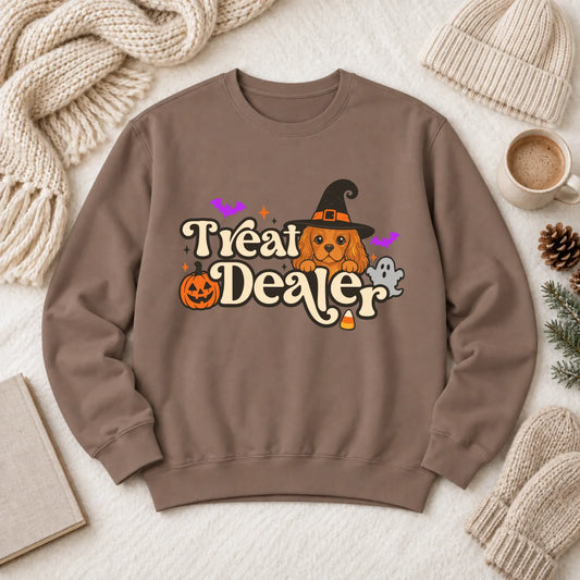 Custom Cavalier Halloween Treat Dealer Unisex Sweatshirt Espresso