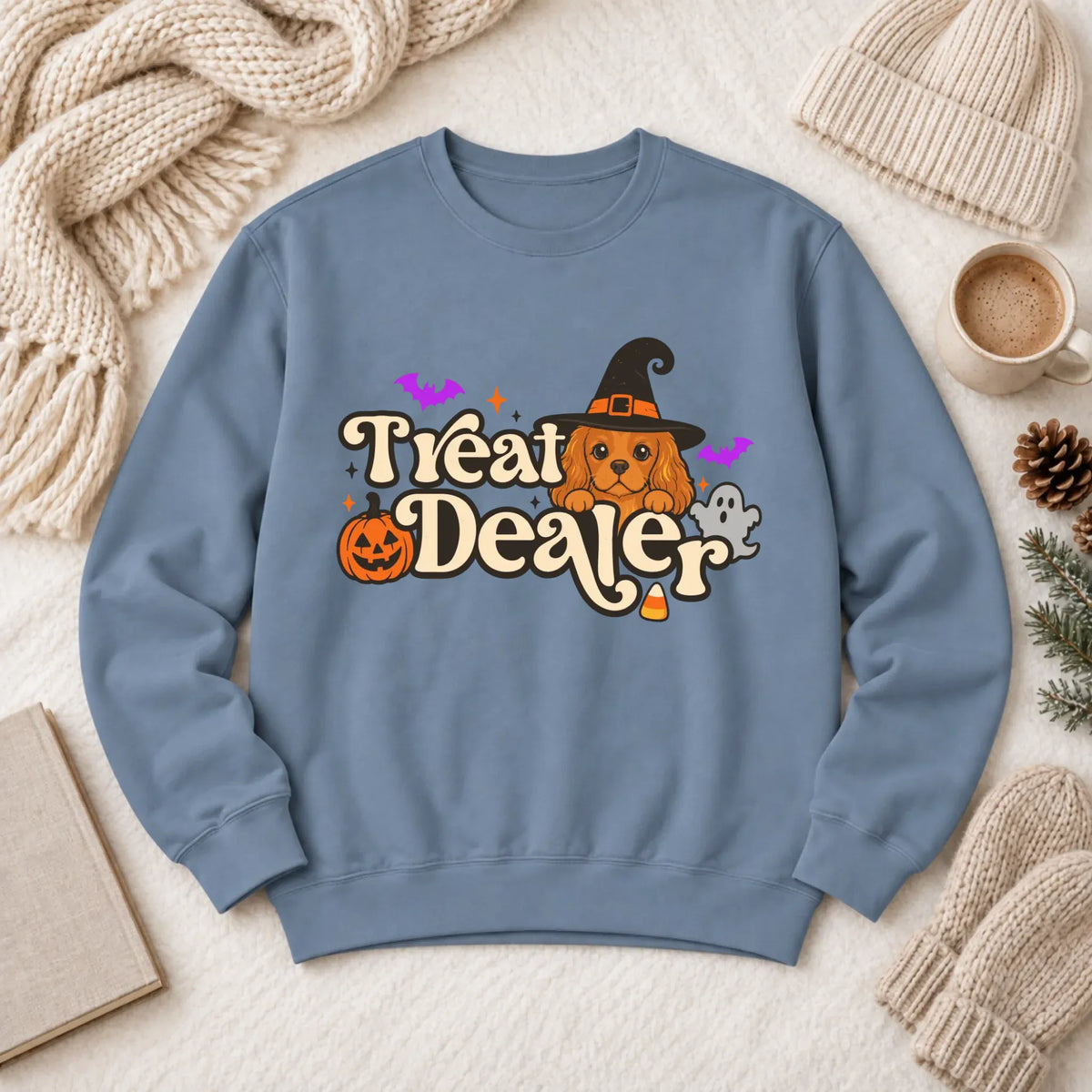 Custom Cavalier Halloween Treat Dealer Unisex Sweatshirt Blue Jean