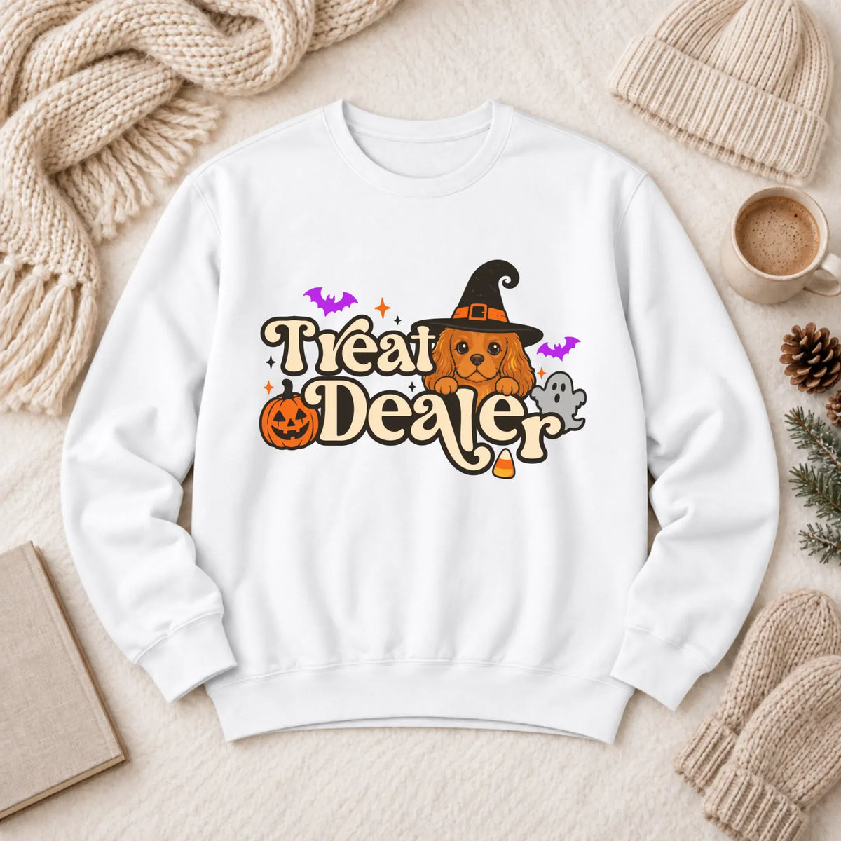Custom Cavalier Halloween Treat Dealer Unisex Sweatshirt White