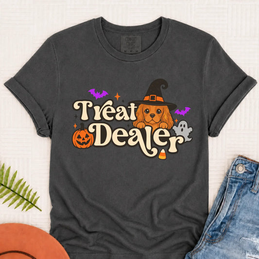 Custom Cavalier Halloween Treat Dealer Unisex Tshirt Pepper