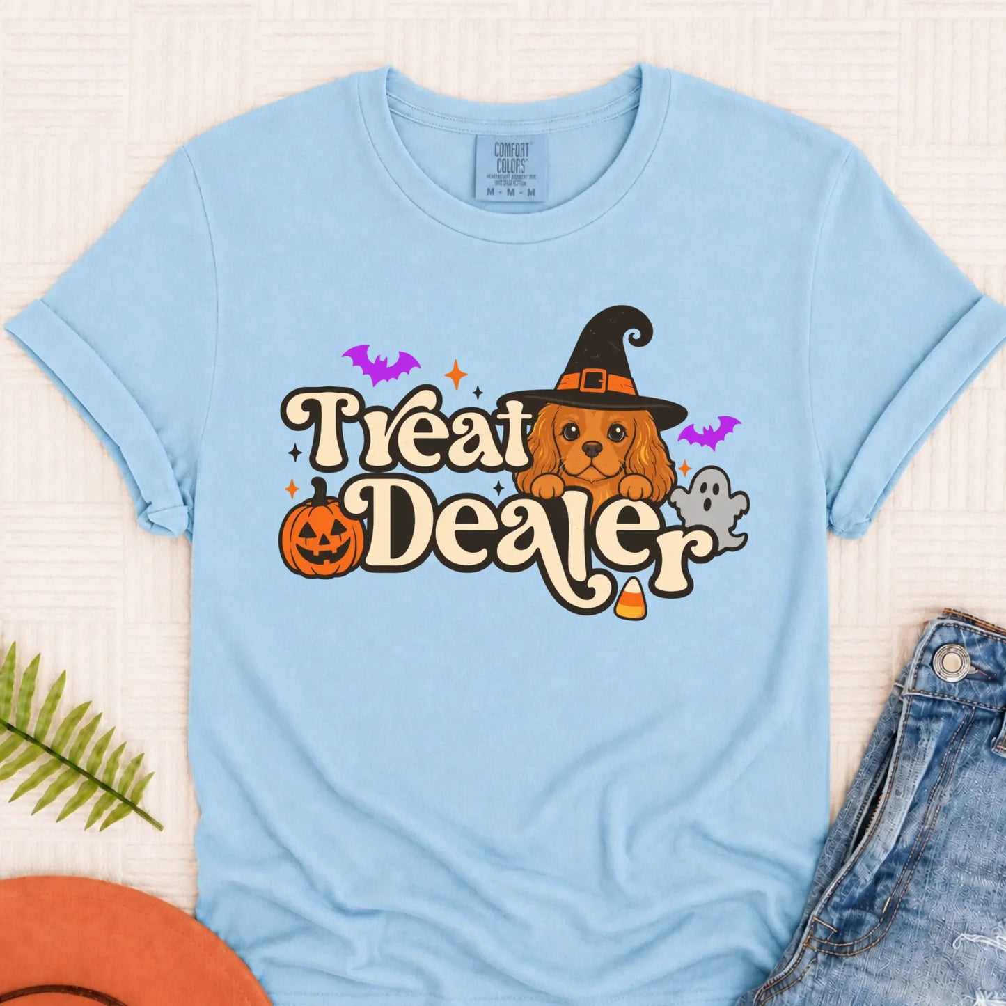 Custom Cavalier Halloween Treat Dealer Unisex Tshirt Chambray