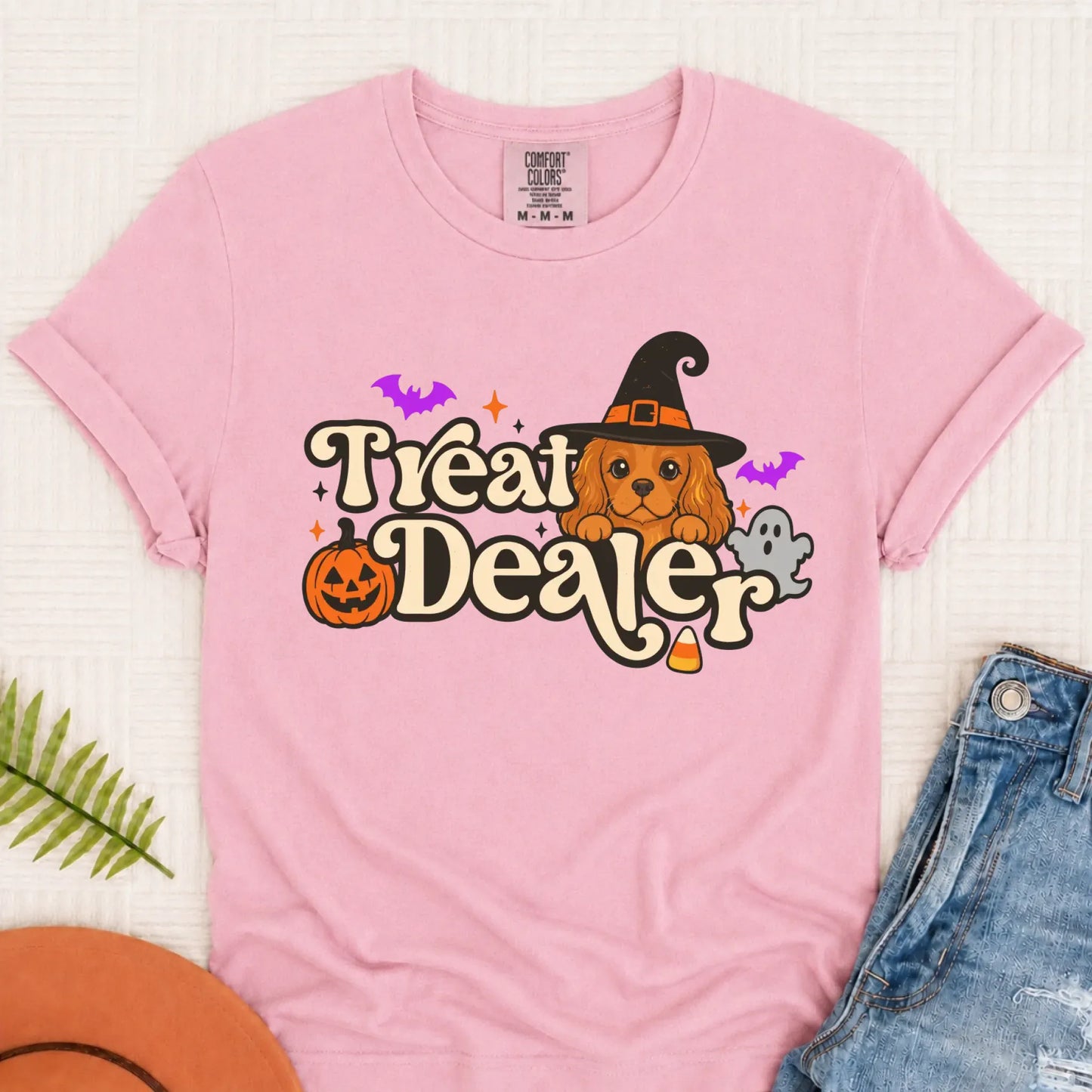 Custom Cavalier Halloween Treat Dealer Unisex Tshirt Blossom