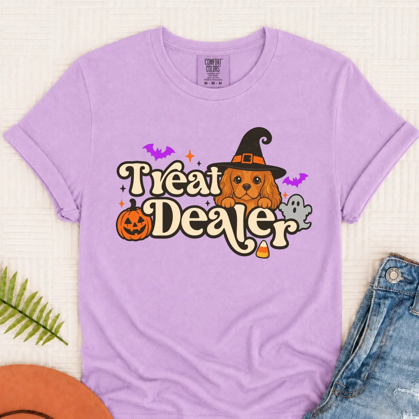 Custom Cavalier Halloween Treat Dealer Unisex Tshirt Orchid